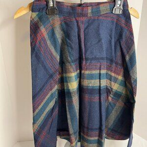 Vintage 70s Pencil Skirt - 25 in Waist - Plaid Blue Green Red Yellow Zipper Back